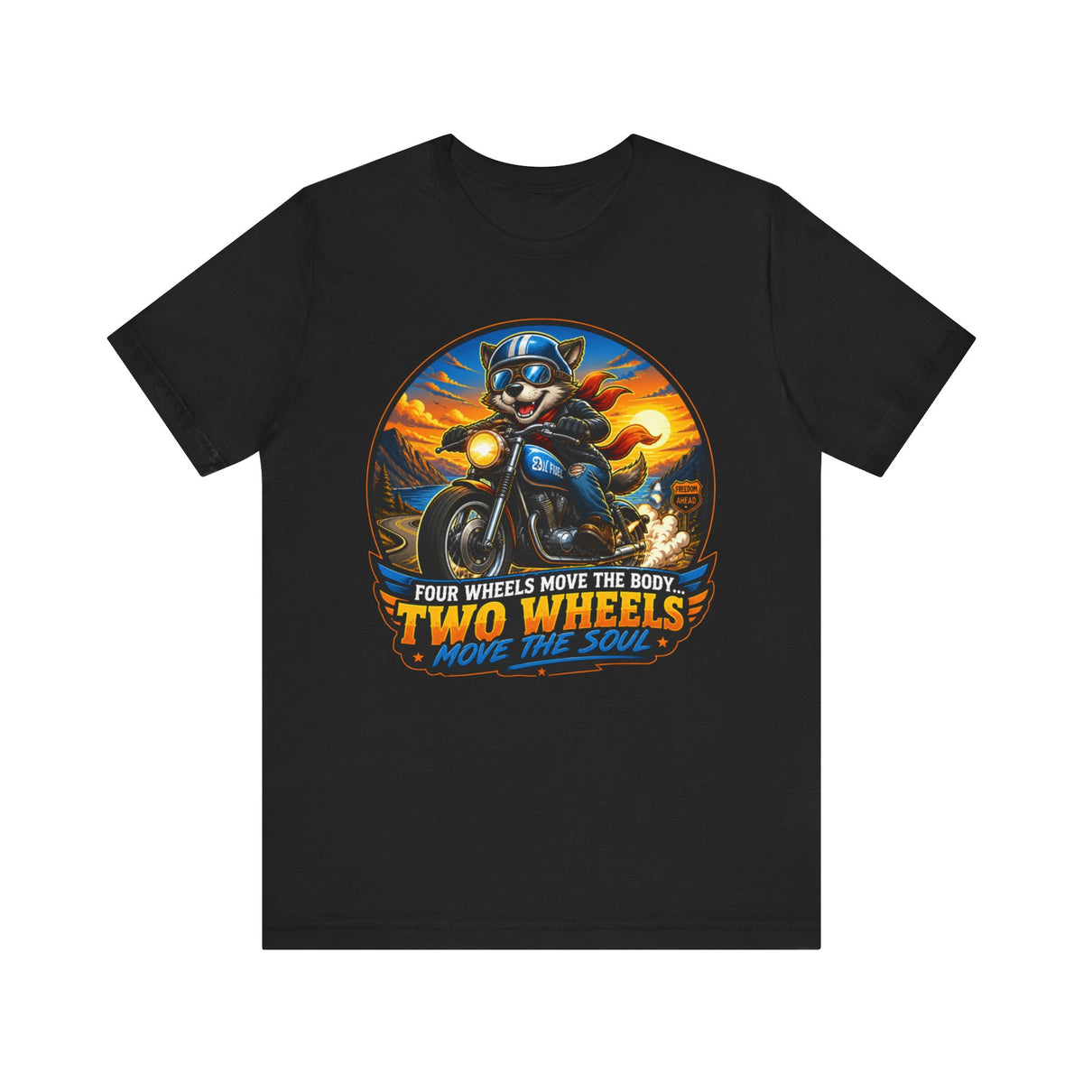 Two Wheels Move the Soul motorcycle tee | Biker skull riding bike