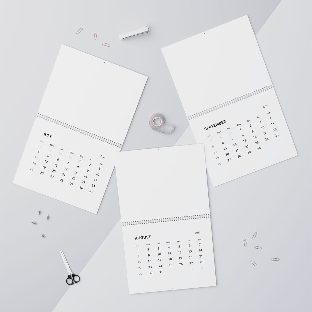Minimal 2027 Wall Calendar | Vertical Monthly Planner, Spiral-Bound