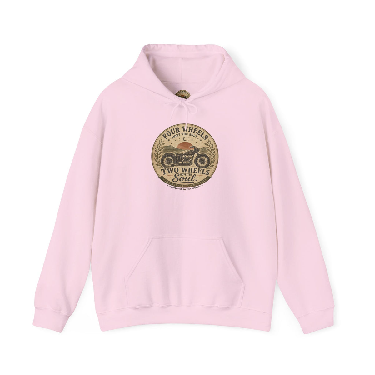 Motorcycle Hoodie — "Four Wheels Move The Body, Two Wheels Move The Soul" Vintage Rider Sweatshirt