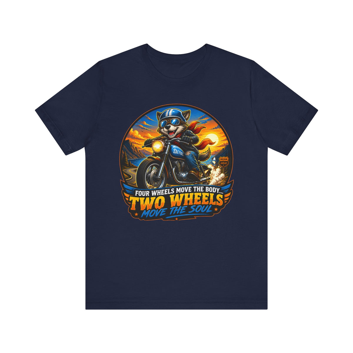 Two Wheels Move the Soul motorcycle tee | Biker skull riding bike
