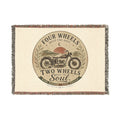 Vintage Motorcycle Crest Woven Blanket | Two Wheels One Soul, biker throw