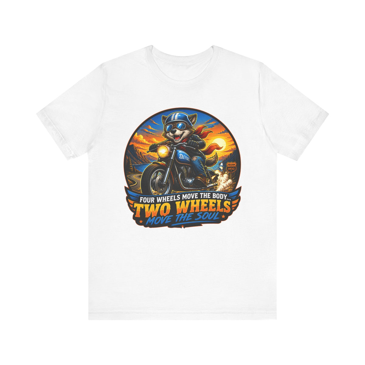 Two Wheels Move the Soul motorcycle tee | Biker skull riding bike