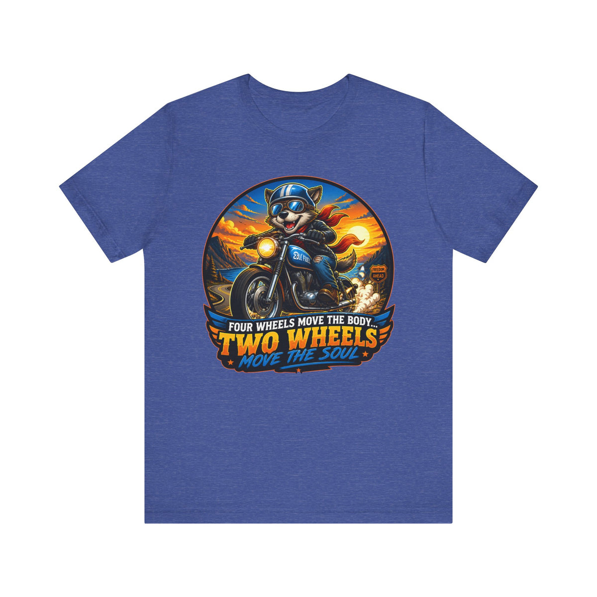 Two Wheels Move the Soul motorcycle tee | Biker skull riding bike