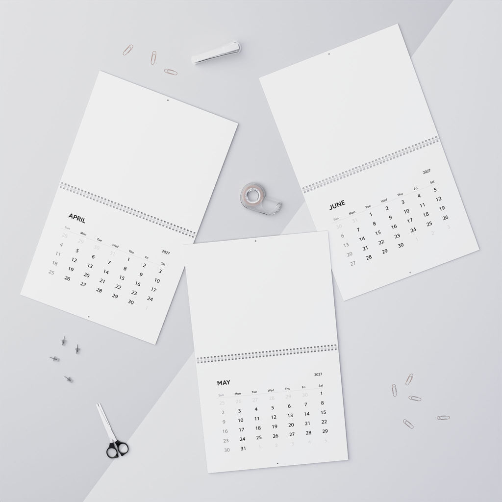 Minimal 2027 Wall Calendar | Vertical Monthly Planner, Spiral-Bound